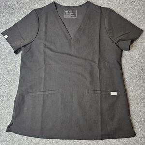 Figs Womens Casma Scrub Top Size Large Black Style FW1100 Stretch Wicking